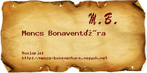 Mencs Bonaventúra névjegykártya
